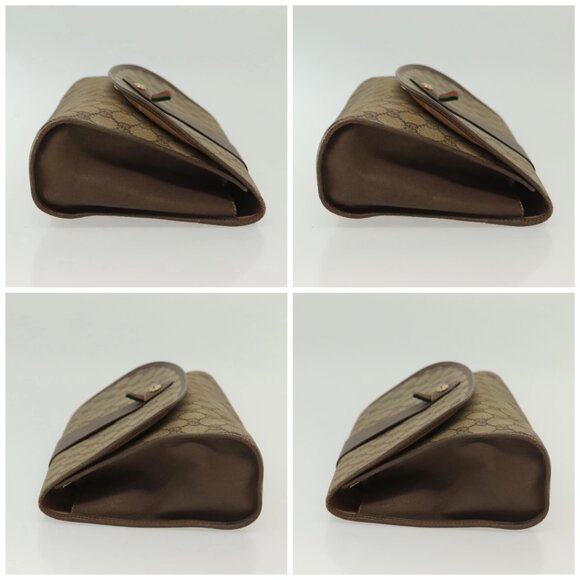 GUCCI GG Supreme Web Sherry Line Clutch Bag PVC Beige 156 01 031 Auth 139574 - Picture 16 of 16